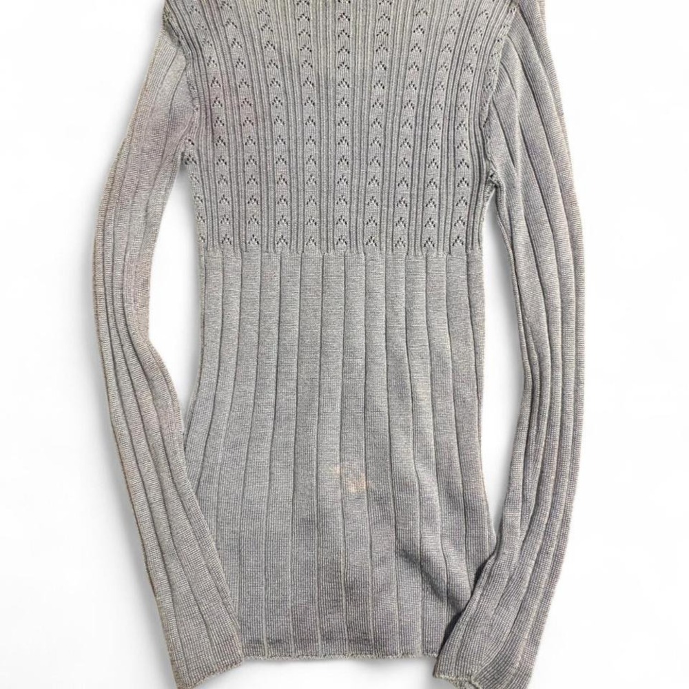 Vintage blue long sleeve sweater with ribbed detailing - Picture 6 of 8